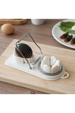 Beyaz Çok Fonksiyonlu Yumurta Dilimleme Paslanmaz Çelik Dilimleme Fantezi Splitter Yumurta Kesme Aleti Ev Iki Bir Yumurta Kesici Mutfak Aletleri Beyaz