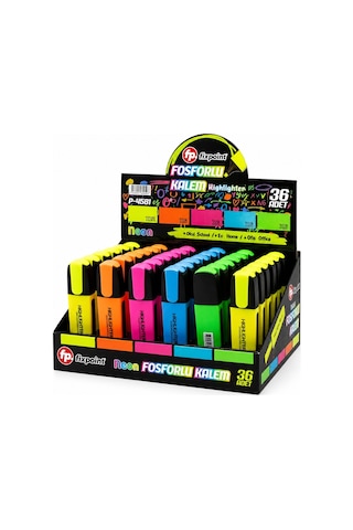 Fixpoint P-4581 Neon Fosforlu Kalem Standlı 36'lı Set - Sarı Turuncu Pembe Mavi Yeşil- 36'li Paket Diğer