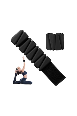 Gymo Pro Series Ayarlanabilir Silikon Bilek Ağırlığı 2x1kg Üçgen Siyah
