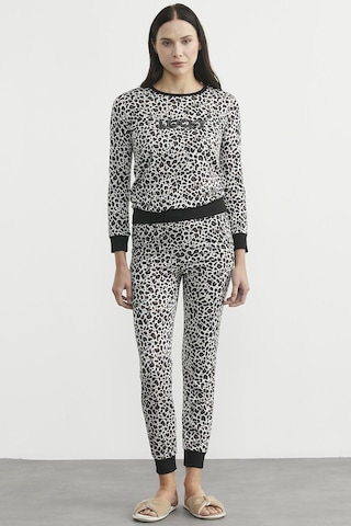 Sementa Leopar Desenli Pijama Takım - Ekru Ekru