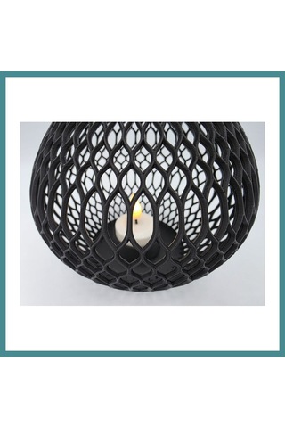 Trendexa 3d Baskı Izgara Desenli Büyük Boy Tealight Mumluk Dekoratif Mum Tutucu Mac Çok Renkli