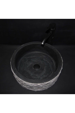Bazalt Siyah Dışı Çizik Patlatma Silindir Lavabo