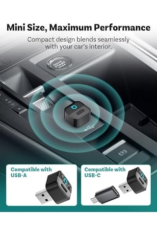 Ottocast Mini Pico Kablosuz Carplay Ve Android Otomatik Adaptör, Çift Kablosuz Dönüşüm, Wi-fi 6, Bluetooth 5.4, Ultra Kompakt, Tek Tuşla Telefon Anahtarı
