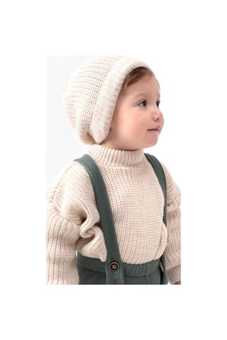 Bebicix Triko Kazak Oversize Esnek Salopet Bereli Unisex Bebek Takım Yesil