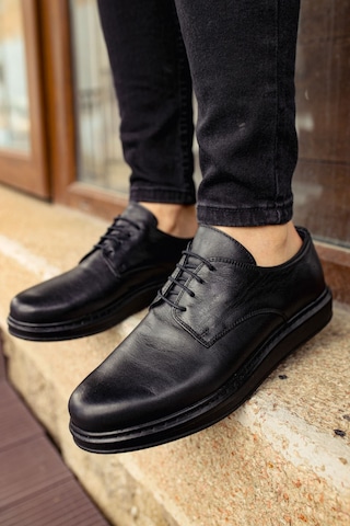 Roof Atelier Erkek Siyah Hakiki Deri Casual Günlük Ayakkabı - 003 - Dst Classica Pelle Di Cuoio Siyah