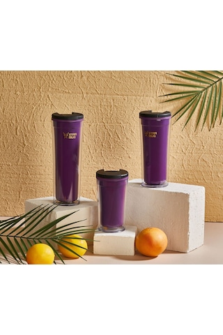 Star Mug 350 Ml Opak Seri -mor Çift Katmanlı Mug - Piknik Kamp Outdoor Ofis Otel Kafe Okul Kampüs Mor