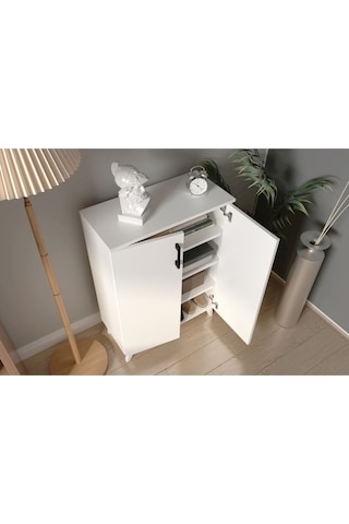 2 Kapılı 4 Raflı Çok Amaçlı Dolap Banyo Dolabı Mutfak Dolabı Beyaz