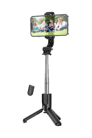 Hoco K17 Bluetooth Uzaktan Kontrol Selfie Çubuğu Tripod ve Stand Siyah