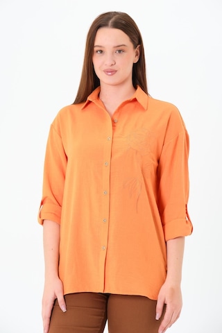 Sortie Collection Gül Nakışlı Gömlek Oranj