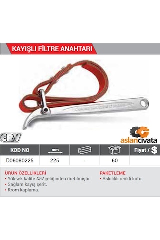 Dht Kayışlı Filtre Anahtarı 225 Mm