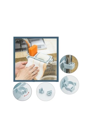 Buffer Musluğa Takılan Sünger Havlu Askılı Sabun Hazneli Mutfak Banyo Lavabo Düzenleyici Organizer Çok Renkli