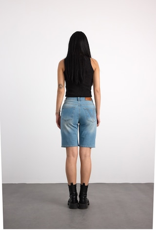 40391-73603 Kadın Mom Fit Mıd Waıst Denim Şort 40391-73603 mavi