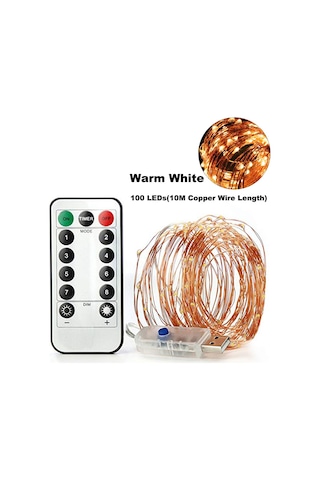 Yaozixa Usb Kumandalı 8 Modlu Led Işık Zinciri, Bakır Tel, 10m Islak Beyaz, Noel Halloween Düğün Dekorasyon Işığı Pil Dahil Değil Çok Renkli