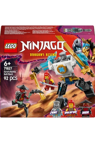 LEGO® NINJAGO® Zane’in Savaş Zırhı Mech’i 71827 - 6 Yaş ve Üzeri Çocuklar için 3 Minifigürlü Yaratıcı Oyuncak Yapım Seti (92 Parça)