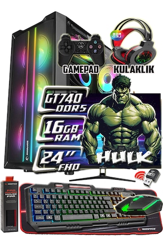 Warbox Hulk  Xeon X5650 16 GB 256 GB SSD + 250 GB HDD GT740 4 GB 24"W10P Masaüstü Bilgisayar