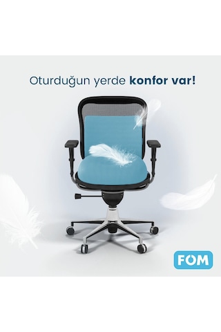 Fom Smith Ve Bels Visco Anatomik Oturma Simidi Ve Bel Destekli Ortopedik Yastık Ofis Seti Açık Mavi