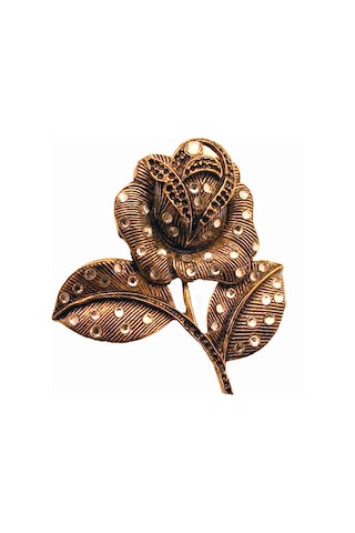 Elmas Montür Swarovski Taşlı Gül Broş Sevgiliye Hediye