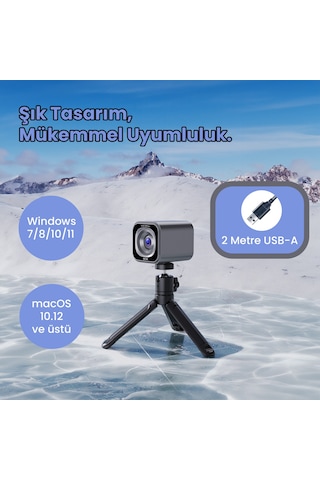 SJCAM M2 4K 12MP F2.0 Adaptif Parlaklık CMOS Sensör 70° Lens Açısı Webcam Kamerası - Gümüş
