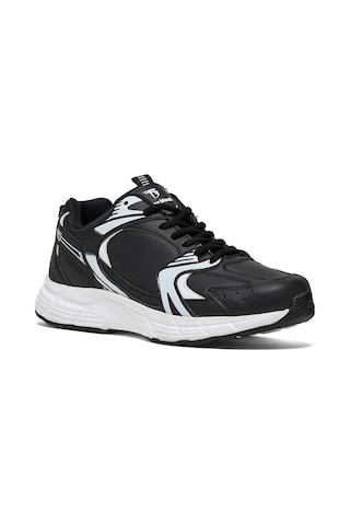 Tonny Black Unisex Siyah Cilt Faylon Taban Bağcıklı Spor Ayakkabı Siyah