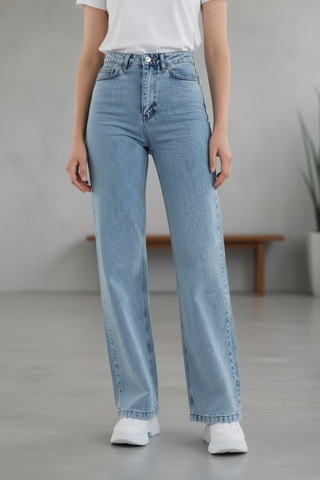 Woddi Heaven Kadın Yüksek Bel Buz Kar Yıkama Salaş Wide Leg Jeans Geniş Paça Palazzo Kot Pantolon Taş