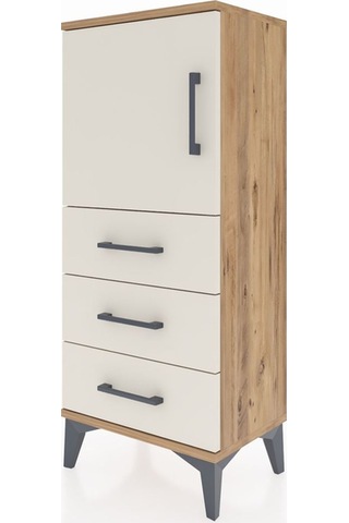 Arges Komodin 2 Raflı 3 Çekmeceli Tek Kapaklı 44x30x106 Çam-a... Çam