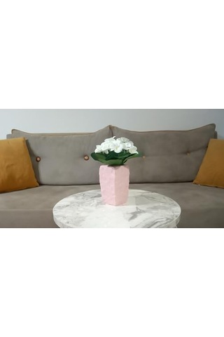 Vazo Dahil,vazo Dahil,vazoda Çiçek,beyaz Yapay Çiçek,vazo Dekoratif Çiçekli Pembe 7x7x17cm Genel