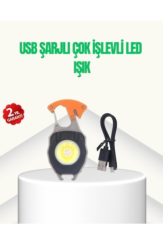 Çok İşlevli Usb Şarjlı Anahtarlık Fener - Lisinya Çok Renkli