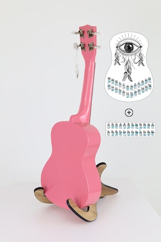 gözyaşı siyah ukulele akor cetveli tablosu stickeri etiketi