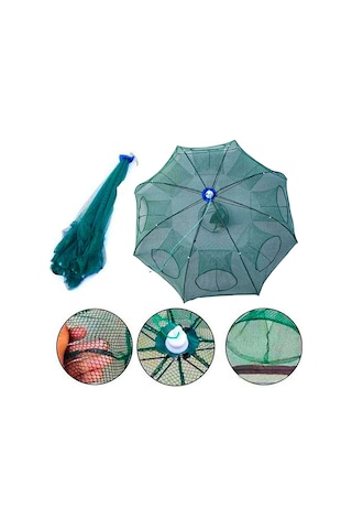 Şemsiye Balık Tuzağı 8 Göz Yengeç Kuş Balık Yakalama Tuzağı