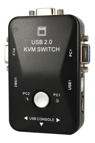 2 Port Usb Kvm Switch 2 Bilgisayar Tek Monitör Klavye Mouse Paylaştırıcı Vga Bağlantılı Usb 2.0 Çoklu Pc Kontrol Cihazı