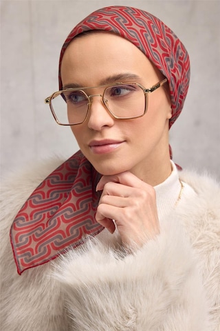 Silk Home Pamuk Polyester Soft Eşarp Geometrik Desen Bej 90x90 Çok Renkli
