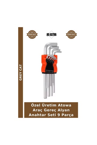 Özel Üretim Atowa Araç Gereç Alyan Anahtar Seti 9 Parça