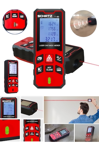 Schatz 100 Metre Lazerli Mesafe Ölçer Kırmızı Işık Lazermetre Kırmızı