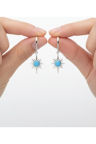Çekirdekjewelry 925 Ayar Gümüş Rodyum Kaplama Opal Taş Küpe Gri