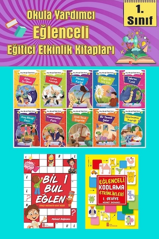1.sınıflar İçin Okumayı Sevdiren 10 Lu Hikaye Seti -bil Bul Eğlen-kodlama 17 Okulda Evde Tatilde