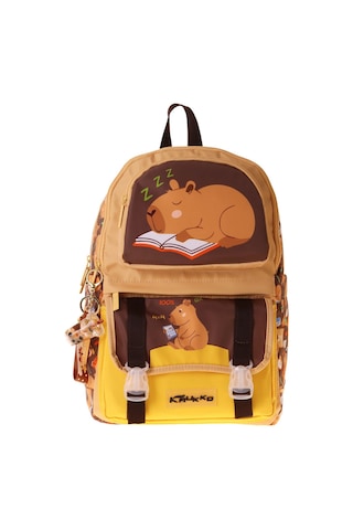 Kaukko Kids Dört Bölmeli Erkek Çocuk Clever Baskılı Kahverengi Okul Sırt Çantası - L5384