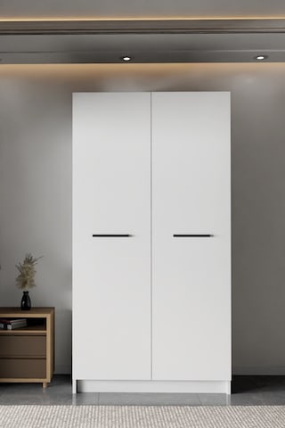 - Ladik - Beyaz Çift Kapaklı Gardırop 180-90-45 Cm Beyaz