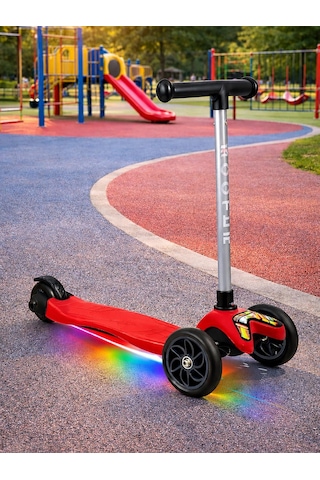 Tois Colorwase Led Işıklı 4 Kademe Ayarlanabilir 3 Tekerlekli Scooter - Kırmızı