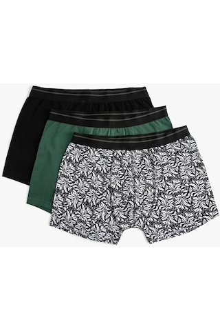 Koton 3'Lü Boxer Seti Çiçekli Baskılı Çok Renkli Siyah 4Slm90020Mk Siyah