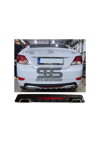 Hyundai Accent Blue Difüzör Arka Tampon Eki 2 Egzoz Çıkışlı Siyah Reflektörlü