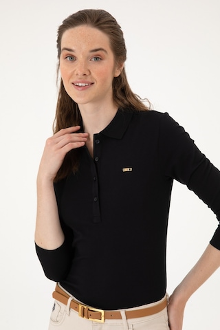 U.S. Polo Assn. Kadın Siyah Basic Polo Yaka Sweatshırt 50313593-VR046