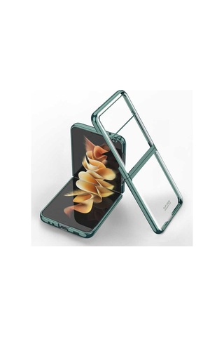 Samsung Uyumlu Galaxy Z Flip 3 Kılıf Zore Kıpta Kapak Koyu Yeşil