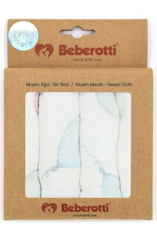 Beberotti 4'lü Müslin Bebek Ağız Bezi 25x25 Cm 102 Ekru-mint