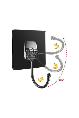 Youmex Banyo İçi 5'li Sabitlenmiş Kromlu Kanca Seti - Suya Dayanıklı, Zımba Olmadan Kurulum, 6.7x6.7 Cm Siyah Diğer