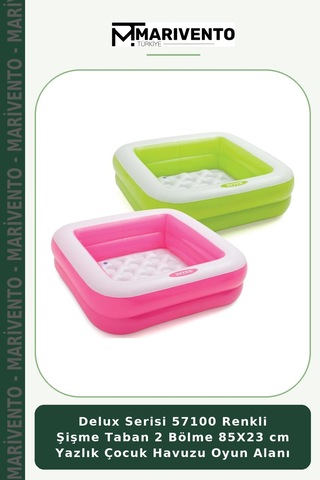 Delux Serisi 57100 Renkli Şişme Taban 2 Bölme 85x23 Cm Yazlık Çocuk Havuzu Oyun Alanı Çok Renkli