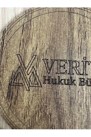 10'lu Kişiye / Şirkete Özel Logolu Bardak Altlığı Seti Lazer Kesim Kurumsal Hediye 9 Cm Koyu Ahşap