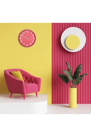 T.Concept Simplex Pembe Joy Serisi Duvar Saati 38 Cm Pembe