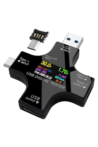 Powermaster Usb / Type-c Dijital Tester Voltmetre Ampermetre Multimetre Ve Otg Test Cihazı