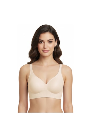 Cottonhill Seamless Bra - Slight Ten Lazer Kesim Dikişsiz Dilim Detaylı Balensiz Kadın Sütyen Ten