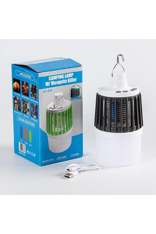 Powermaster Mx-858 Usb'li Sinek Öldürücü Özellikli 3 Modlu Şarjlı Kamp Feneri Sivri Sinek Cız Beyaz